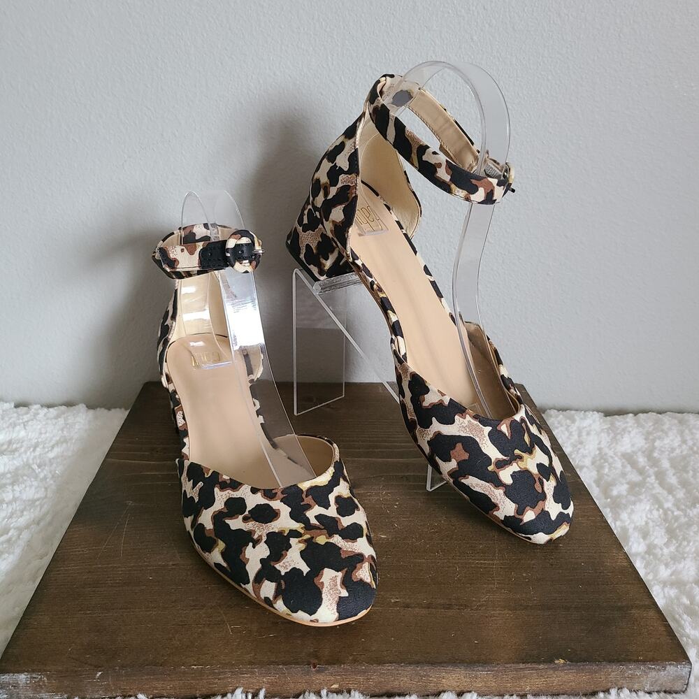 Cabi Kiki Ankle Strap Brown Black Leopard Print Heel Sandals Size 9 - Picture 1 of 11